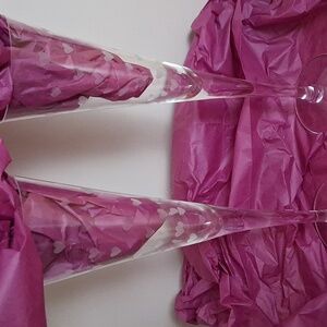 Waterford Champagne Flutes With Frosted Hearts